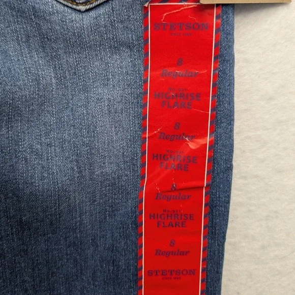 NWT Stetson High Rise Flare Jeans Womens 8 Reg Blue Denim Stretch 11-054-0921 - Picture 7 of 16